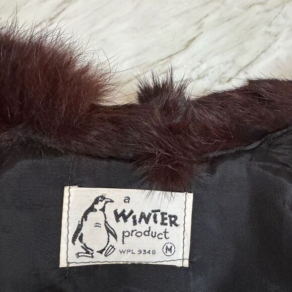 A Winter Product Vintage 1950’s faux lamb fabric with real rabbit fur collar M - Picture 4 of 6